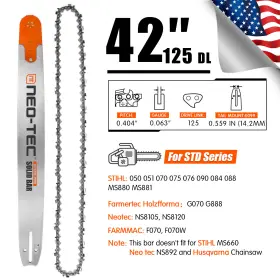 Ssb42-125-40463f Neotec 42ftft Chainsaw Guide Bar And Chain 0.404 Inch 0.063 125dl For Stihl Ms070 Ms880 Ms090