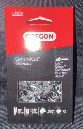 Oregon 036577477693 21bpx072 Chainsaw Chain 18 Inch Controlcut .325 Pitch .058 Gauge 72dl
