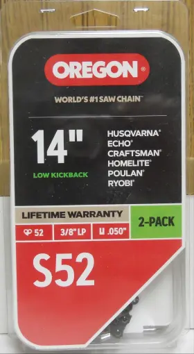 Oregon 036577642992 14 Inch 2 Pack S52 Husqvarna-echo-craftsman-homelite- Poulan- Ryobi- Chain