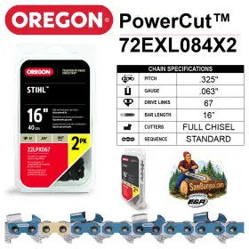 Oregon 036577680420 2-pack 16 Inch Chains For Stihl Ms 361 Qs 390 22lpx067x2