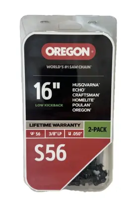 Hcs56t-21fcan Oregon 16 In S56 Chain Saw 2 Pack 56 Link 3/8 Inch Lp .050 Gauge Low Kickback