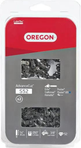 S52t Oregon Tool 2-pack Advancecut 14-inch Chainsaw Chain Fits Craftsman Echo Homel