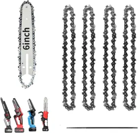 Oulisen 313103568576 6 Inch Chainsaw Chain And Guide Bar Replacement Saw Chains For