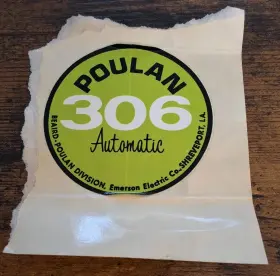 23313 Poulan 306 Automatic Round Decal