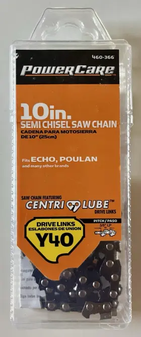 1002-159-833 Power Care 10 Inch Semi-chisel Saw Chain Drive Links Y40 Pitch 3/8 Lp Powercare 460-366
