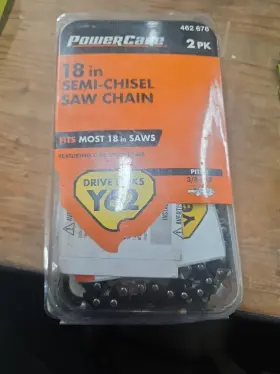 462-676 Power Care 850066272183 Powercare 18in Chainsaw Chain 3/8 Lp 62dl 2 Pack New Open Box