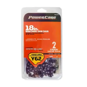 Cl15062x2pc2 Powercare 18 Inch Y62 Semi Chisel Chainsaw Chain 2-pack
