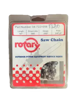 34-7221056 Rotary 16 Inch Chainsaw Chain 3/8 Lp .050 Gauge 56 Drive Links New