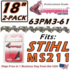 63pm3-61 Rotary Copperhead 2-pk 18 Inch Saw Chains - For Stihl Ms212 Ms 212 -3636 005 0061