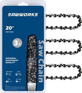 Sawworks .063-germansteel 3-pack Chainsaw Chain 20 Inch .325 Pitch .063 Gauge 81 Drive Links For 26rs-8