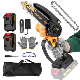 Green-6 Sharklogger 810147645633 Mini Chainsaw 6-inch Cordless Electric Inch-1 Battery