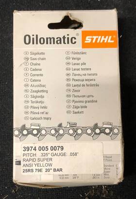 Stihl 0079 Oilomatic Cutting Chain 3974 005 Ansi Yellow 20 Inch Bar- Nos