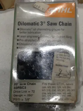 36240050072 Stihl 33rsc3 New 20 Inch Chainsaw Chain 3/8 72 Drive Links