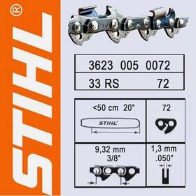 Stihl 36230050072 33rs 72 Dl 3/8 1.3 Mm Chain For 20 Inch /50 Cm Bar Oem 3623 005 0072