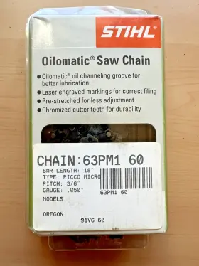 63pm1-60 Stihl 63pm1 60 Saw Chain 3/8 Lp .050 60dl Oem Picco Micro Nos