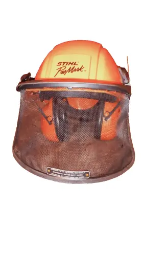 7010-888-0800 Stihl Chainsaw Safety Helmet With Hearing Protection Oem Rarely Used