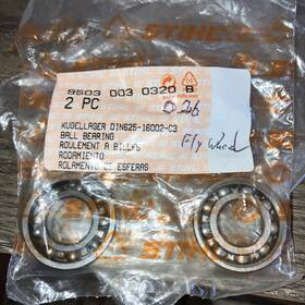 Stihl 95030030320 Oem Grooved Ball Bearing Flywheel Side 024 026 260 9503-003-0320 Set Of 2