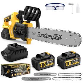 Sundpeypro Wncs001 Brushless Electric Cordless Chainsaw - 12 Inch And 16 Yellow Black