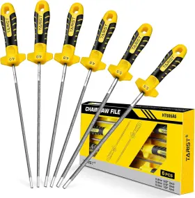 Ht-98505 Tarist 6pcs Chainsaw File With Handle - Includes 5/32 Inch 3/16 7/32 Round Files