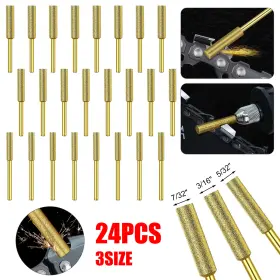 Thesiliconvalley 655887913426 24pcs 3/16 Inch 7/32 Diamond Chainsaw Sharpener Burr Grinding Stone File 1/8 Shank