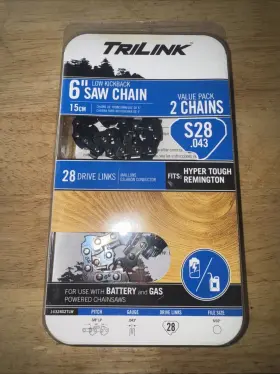 14328x2tlw Trilink Saw Chain 6 Inch Semi Chisel 3/8 Pitch 043 28 Drive Links 2 Pack