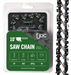 Udc Parts 785571198799 10-inch Chainsaw Chain / R40 .043 Gauge 40 Drive Links 3/8 Pitch Lp/low-vib