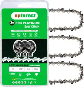8.058-germansteel Upforest 3/8.058-germansteel 3pcs 3 Pack Full Chisel Chainsaw Chain 20 Inch .058 Gauge 3/8 Pitch 72 Dl Fit For Hu