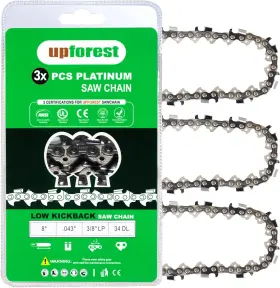 043-germansteel Upforest 3/8lp .043-germansteel 3pcs Chainsaw And Pole Saw Chain For 8 Inch Bar R34 3/8 Lp Pitch - .043 Gauge 34 Dri