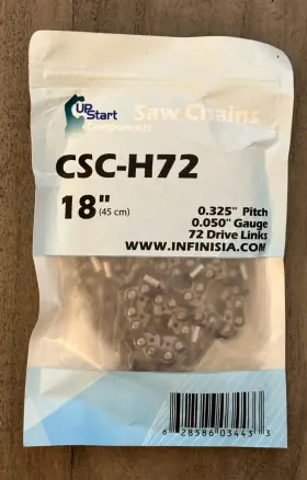 Csc-h72 Upstart Appliance Parts Up Start Components Saw Chains 18 Inch 0.325 Pitch 0.050 Gauge 72 Drive