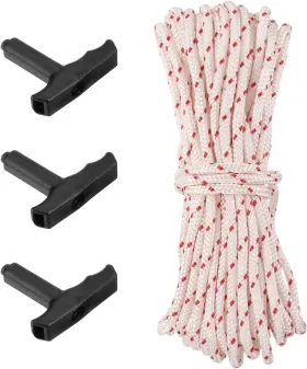 A24053000ux1314 Uxcell Recoil Start Rope With 3pcs Handle 10-meter 4.5mm White Red