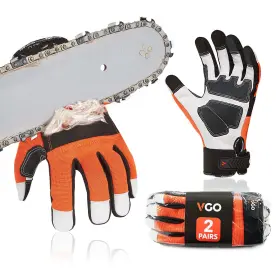 Ga8912-o Vgo... 2-pairs Chainsaw Glovessaw Protection On Left Hand Backgoat Leatherxlo