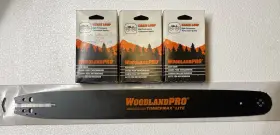 20um58 Woodlandpro 20 Inch Timbermax Lite Bar Plus 3 Chains All New