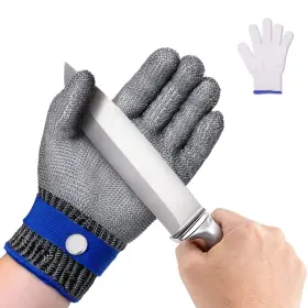 Zeego 611340158049 A9 Cut-resistant Glove Food-grade Stainless Steel Mesh Metal Large