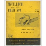Mcculloch Direct Drive Model D-44 Chainsaw Instruction Manual 34 Pages New. Price: $14.95.