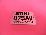 Model Plate Name Tag Badge For Stihl 075AV 0000 967 1528 Chainsaw --- Dr. 44 New. Price: $14.00.