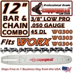 Copperhead 12" Bar & Chain Worx WG300 WG303 WG304 -hd 050 Gauge Upgrade, 45 Dl New. Price: $38.95.