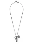New By Guess Silver Tone,black+box Chain,arrowhead,bar,circular Charm Necklace. Price: $33.74.