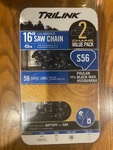 Trilink 16" CL15056X2TL2- 3/8 Lp .050 S56 Dl Saw Chain Value Pack (2), Brand New. Price: $13.99.
