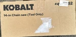 Kobalt 14 Inch Chainsaw Volt Max Brushless KCS-1040B-03 New Tools Only Open. Price: $76.99.