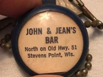 John & Jean Bar Vintage Advertising Key Chain, Stevens Point, Wisconsin Used. Price: $19.95.
