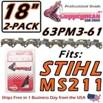 Copperhead 2-PK 18" Saw Chains For Stihl MS212, 63PM3-61 -3636 005 0061 New. Price: $37.95.
