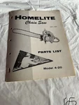 Homelite Chainsaw Model 4-20 Parts List Assembly Breakdown Sales Manual Acceptable. Price: $26.24.