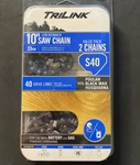 Trilink 10" Saw Chain S40 Drive Links 2 Pack New Echo Poulan Craftsman. Price: $15.00.