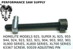 Homelite Super Xl 925, 955, 924, 923, 700, 800 & 900 Series, Bar Adjuster Kit New. Price: $9.95.