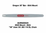36" Oregon Bar 363RNDD025 Powercut Uses 3/8" .063" 114 Dl Mnt Fits Stihl New. Price: $109.99.