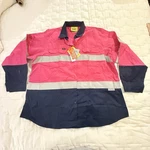New Bisley High Vis Pink Women Sz 24 Long Sleeve Heavy Shirt 3M Scotchlite. Price: $34.99.