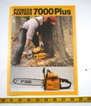 Vintage Pioneer Partner 7000-PLUS Chainsaw Poster & Technical Data Used. Price: $10.00.