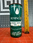 Vintage 1 Pint Remington Chain Saw Oil Can Old Dented Unopened Used. Price: $11.40.