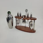 Michael Graves Cocktail Bar Tool Set 8PC Postmodern Wood & Stainless W/ Stand Used. Price: $49.95.