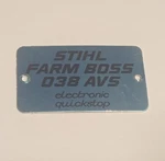 New Old Stock Oem Stihl Model Plate Tag 038AVSFB Farm Boss Chainsaw Open. Price: $21.00.